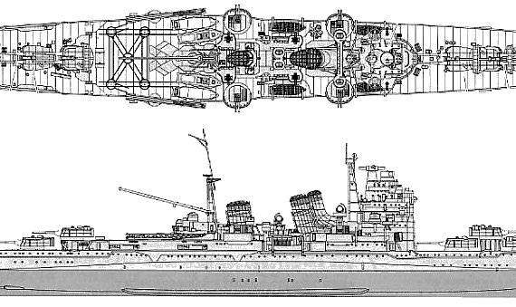 Корабль IJN Myoko [Heavy Cruiser] (1942) - чертежи, габариты, рисунки